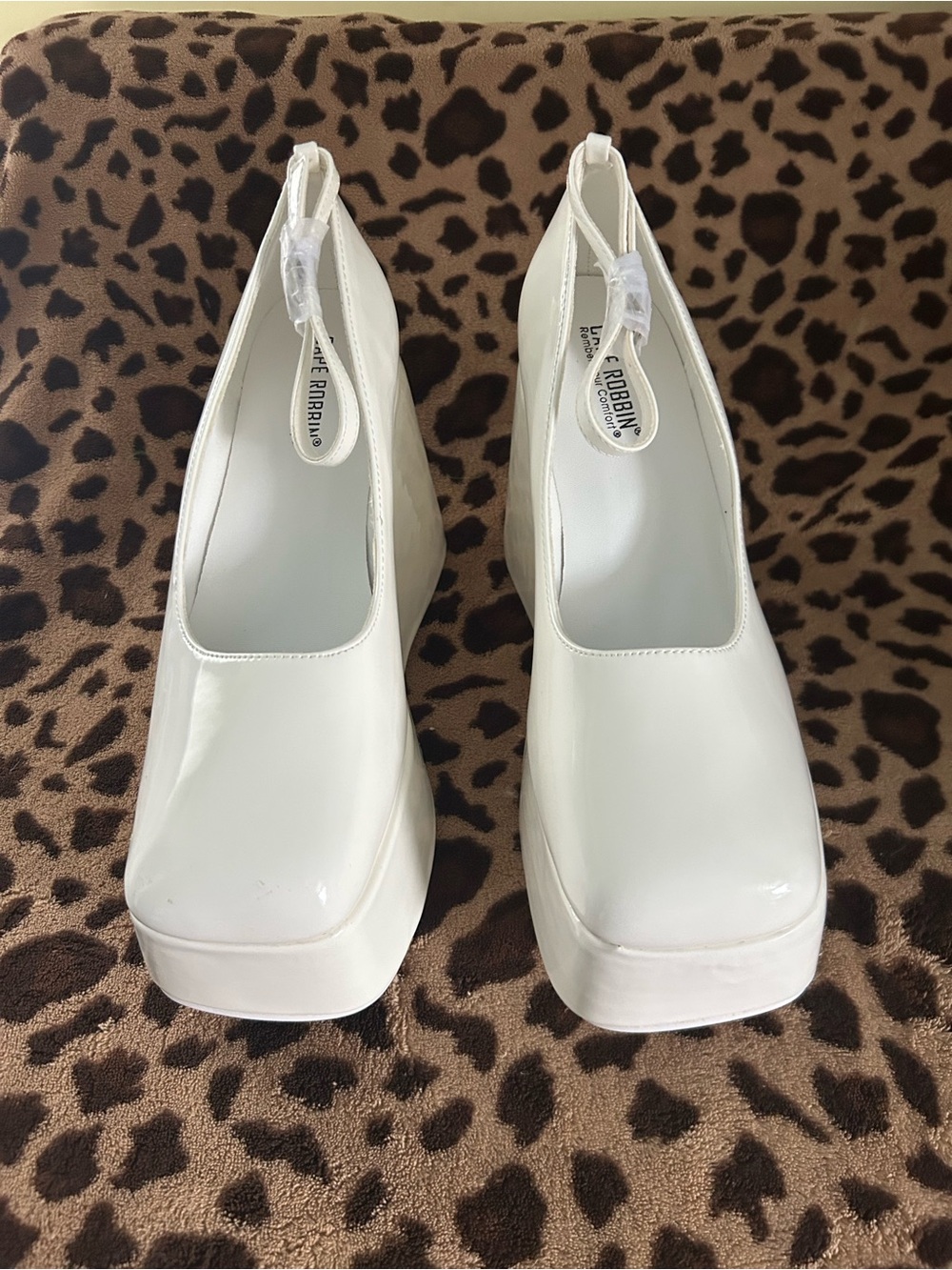 Statement White Patent Platform Wedge Heels